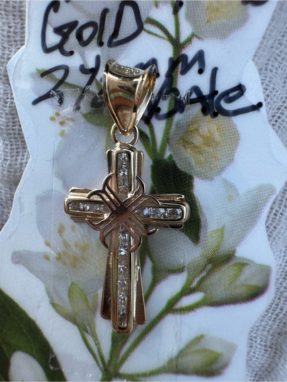 10k real Gold-stamped and acid tested Cross Pendant with AAACZ Stones -